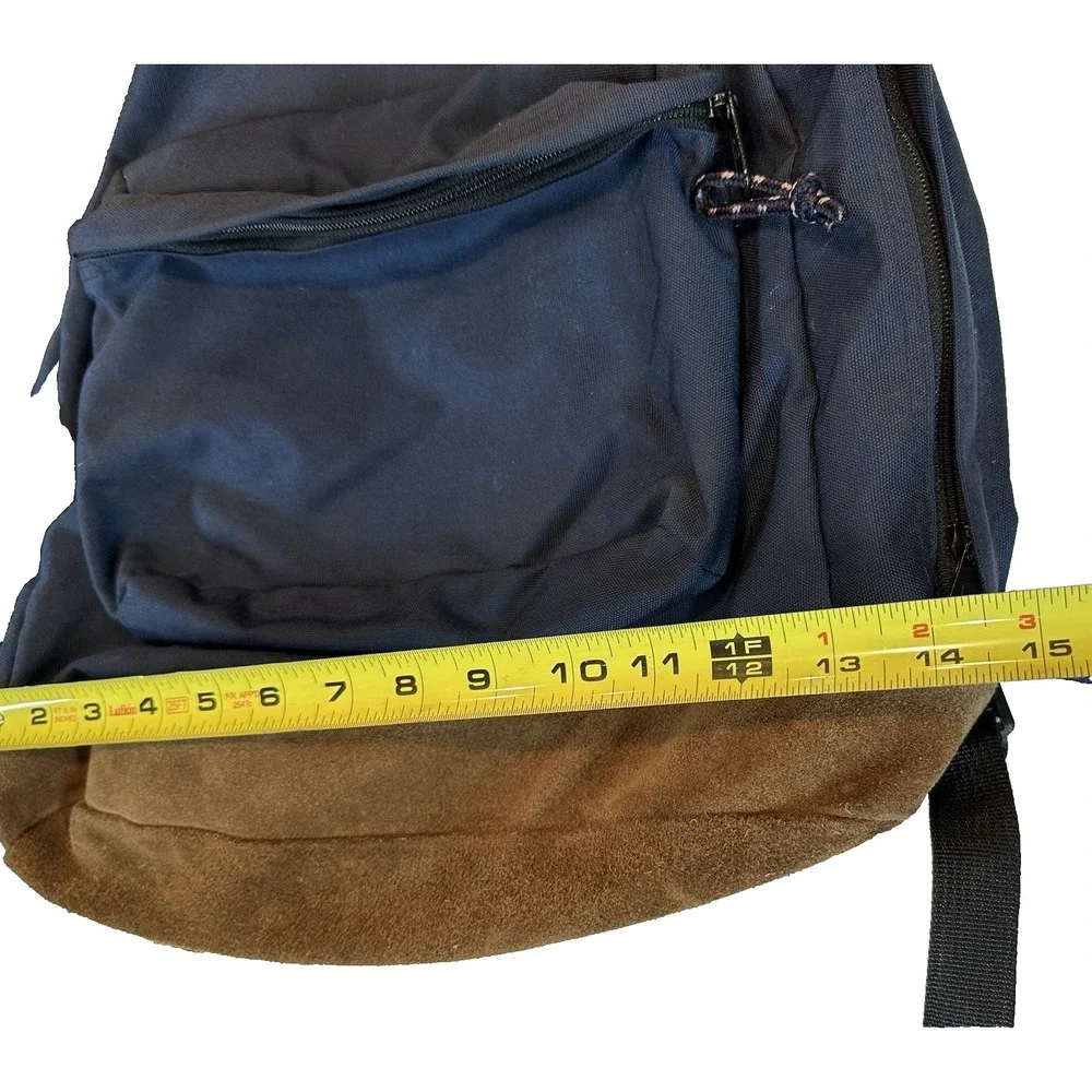 Vintage Jansport Blue Leather Bottom Backpack Outdoor Hike Gym Travel School Bag